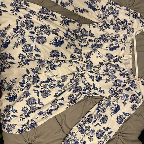 SHEIN Mulvari Floral Tie Neck Bishop Sleeve Dress Size US Large - Picture 2 of 6